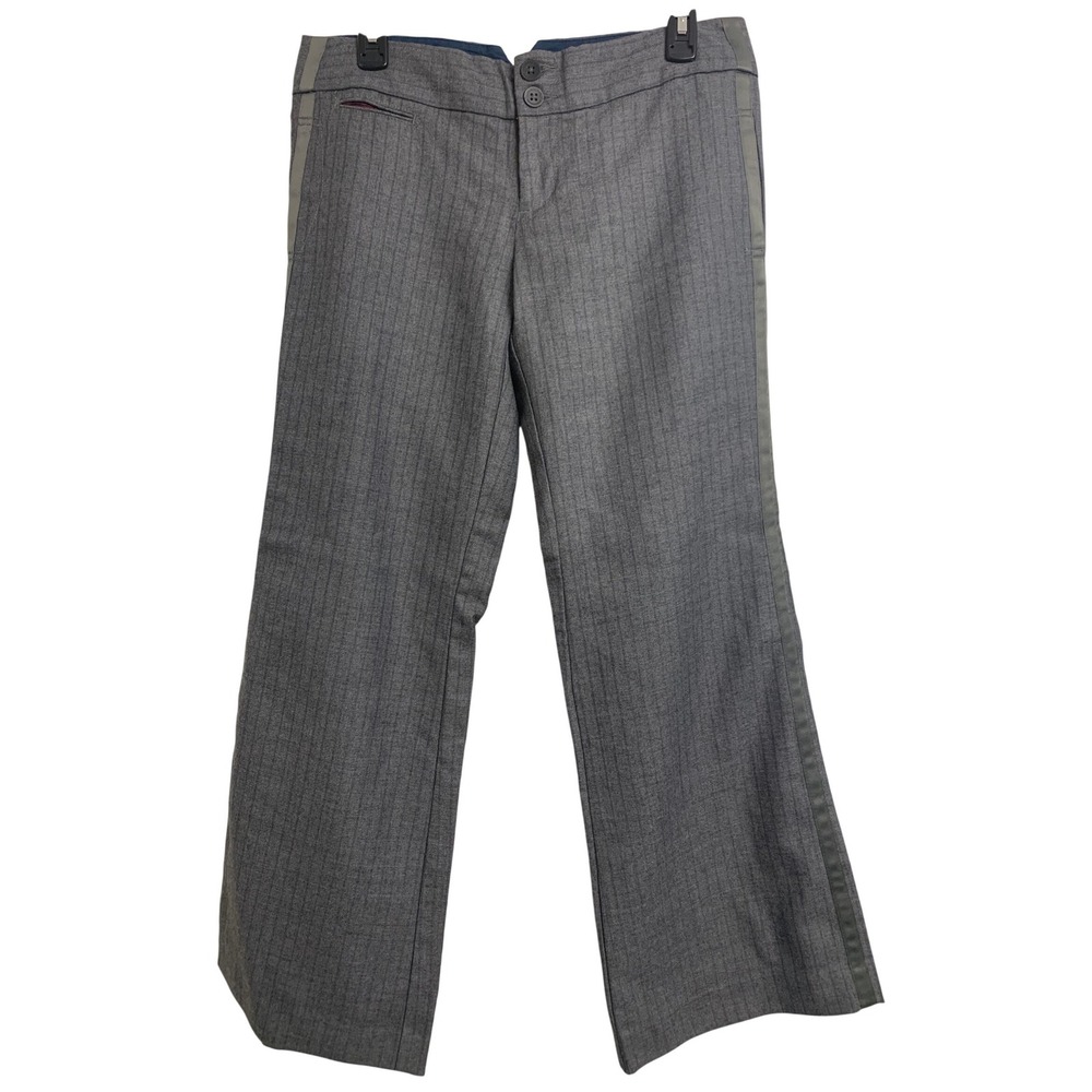 American Eagle Grey Pinstripe‎ Wide Leg Wool Blend Trousers Tuxedo Stripe 32x29